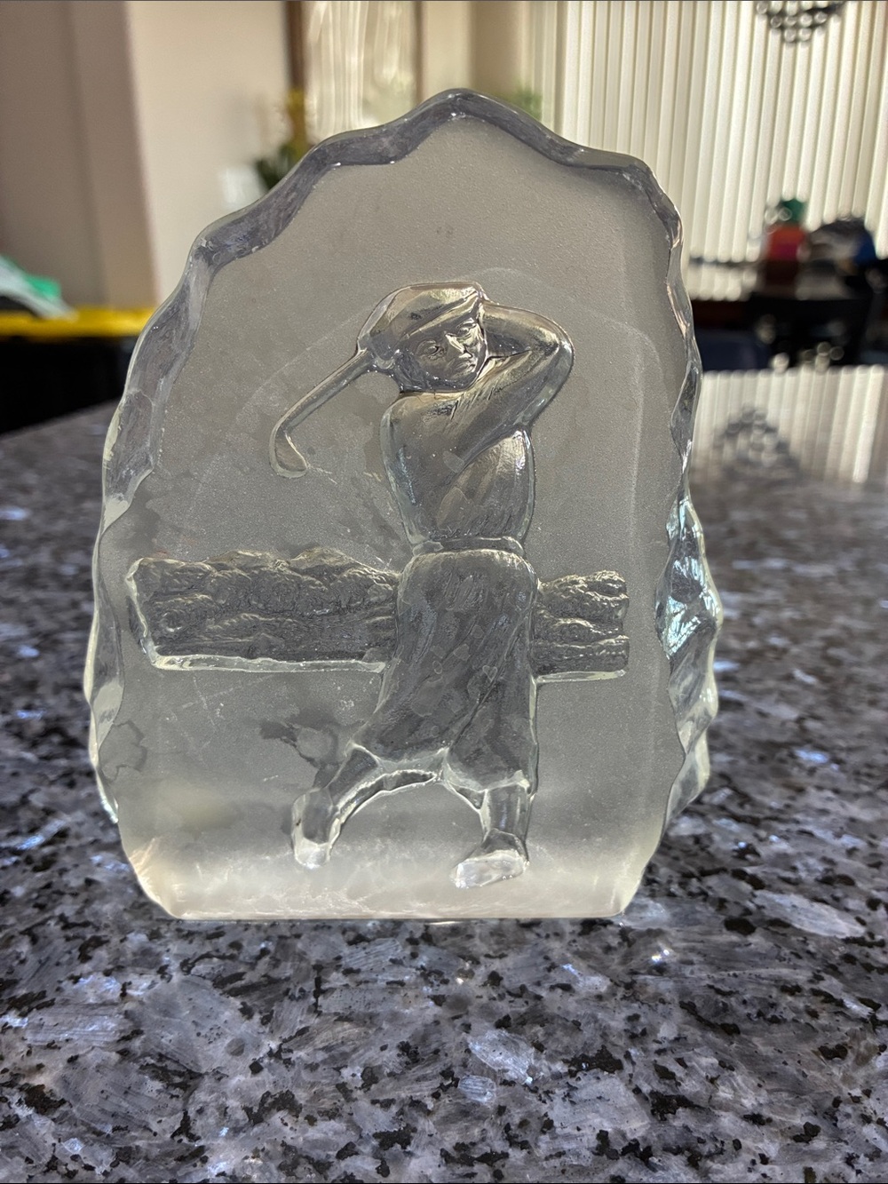 Clear Glass Golfer Sculpture - Decorative Home Art